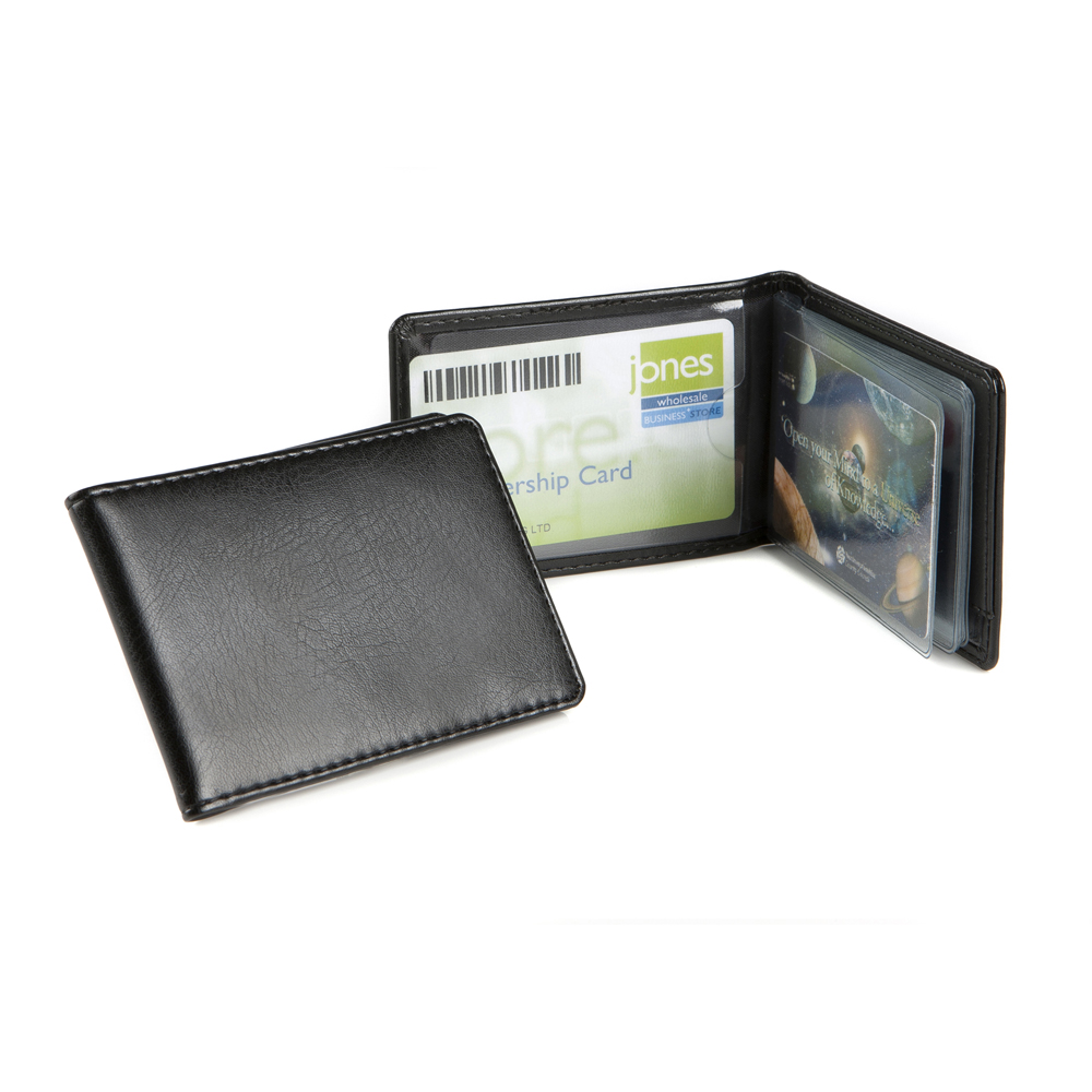 Credit Card Case For 6-8 Cards, In Black Leather Look Vegan Belluno