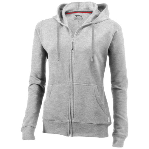 Slazenger Open Full Zip Hooded Ladies Sweater - Grey Melange