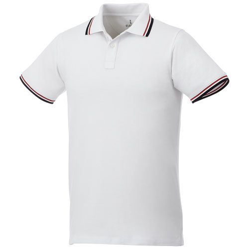 Fairfield Short Sleeve Men'S Polo With Tipping - White, Navy, Red