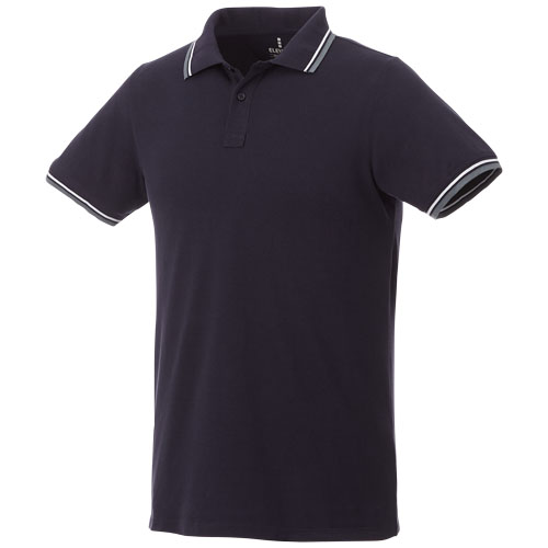 Fairfield Short Sleeve Men'S Polo With Tipping - Navy, Grey Melange, White