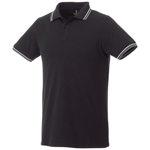 Fairfield Short Sleeve Men'S Polo With Tipping - Black, Grey Melange, White