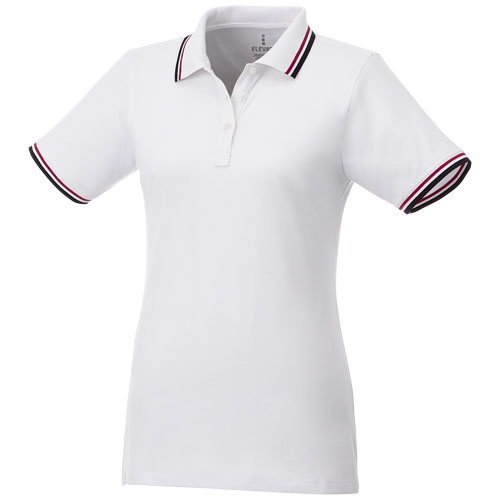 Fairfield Short Sleeve Women'S Polo With Tipping - White, Navy, Red