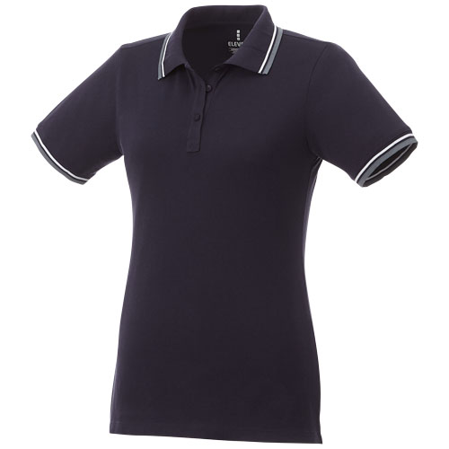 Fairfield Short Sleeve Women'S Polo With Tipping - Navy, Grey Melange, White