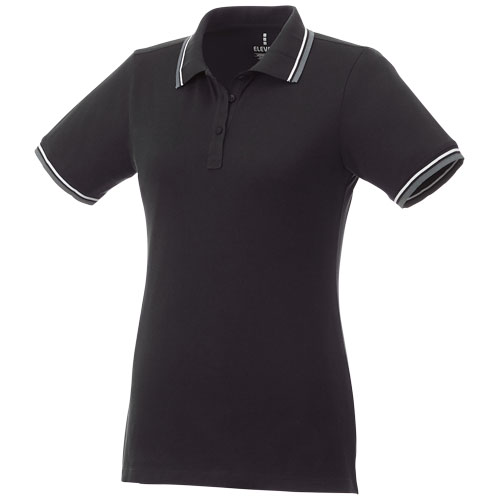 Fairfield Short Sleeve Women'S Polo With Tipping - Black, Grey Melange, White