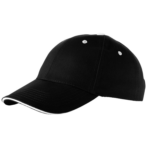 Brent 6 Panel Sandwich Cap - Black