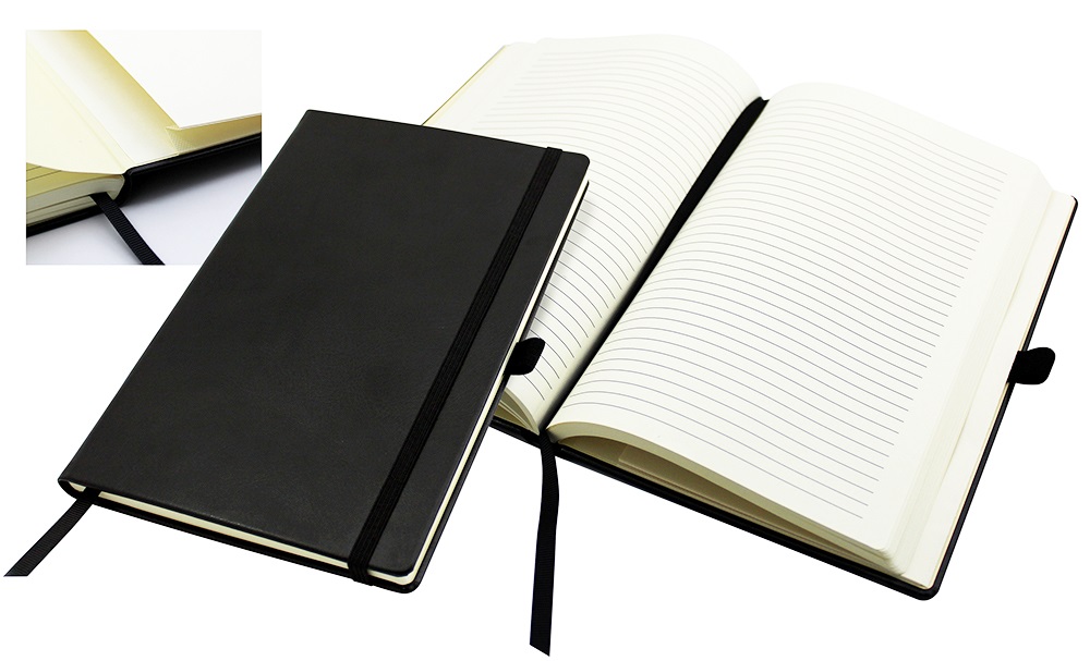 A5 Casebound Notebook With A Black Elastic Strap & Pen Loop