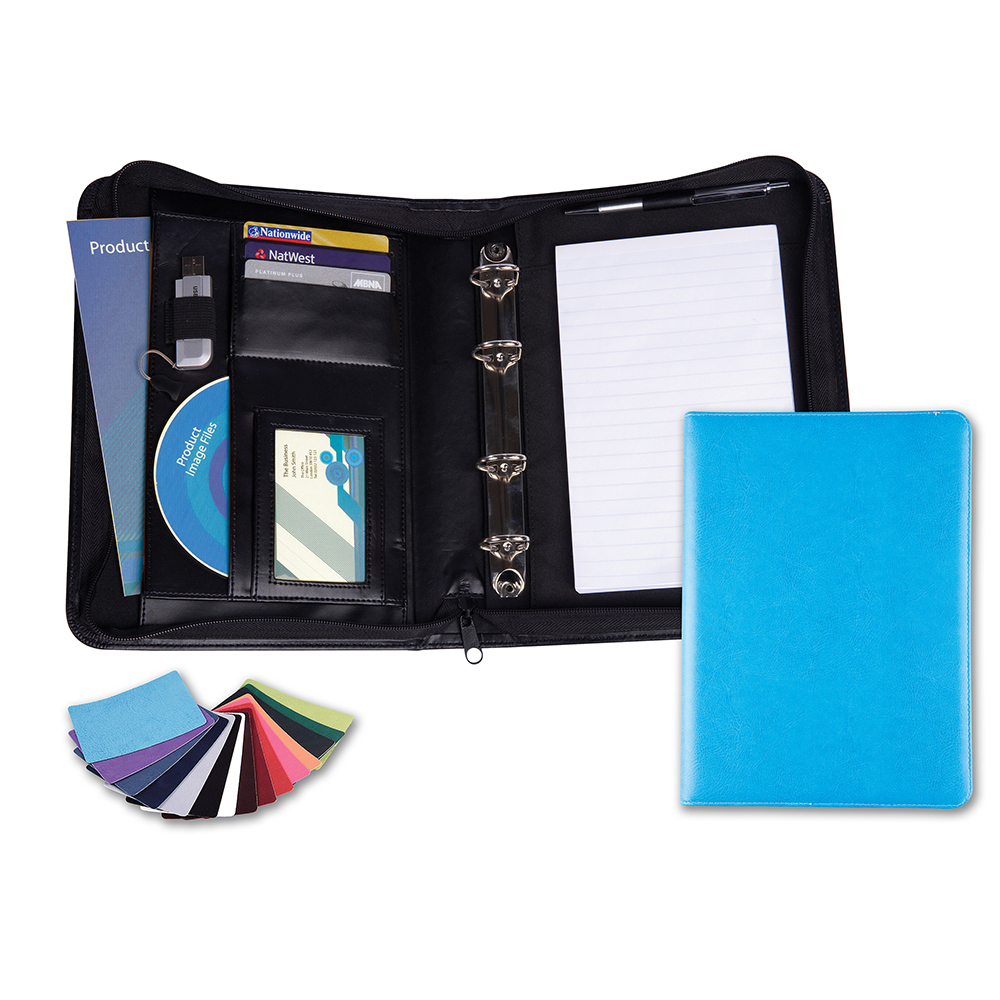 Belluno PU A5 Deluxe Zipped Ring Binder In A Choice Of Colours