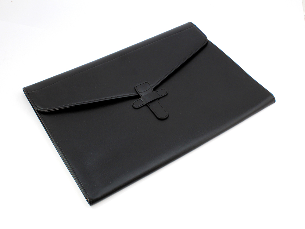 Black Belluno PU Underarm Valise Or Laptop Sleeve With Strap