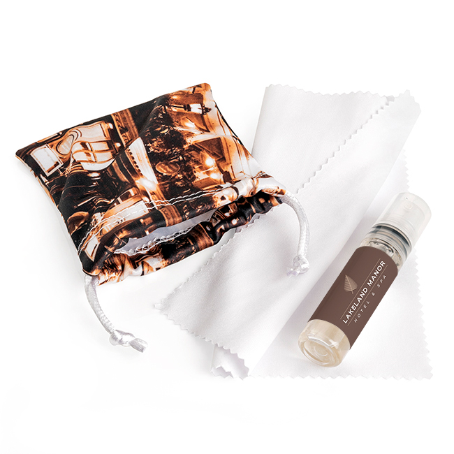 2Pc White Glasses & Screen Cleaning Kit In A Printed Pouch