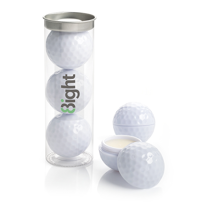 Set Of 3 Golf Ball Lip Balms In A Tube
