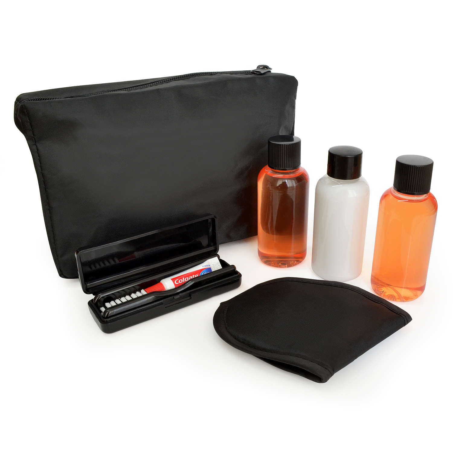 6Pc Black Travel Set In A Black Bag