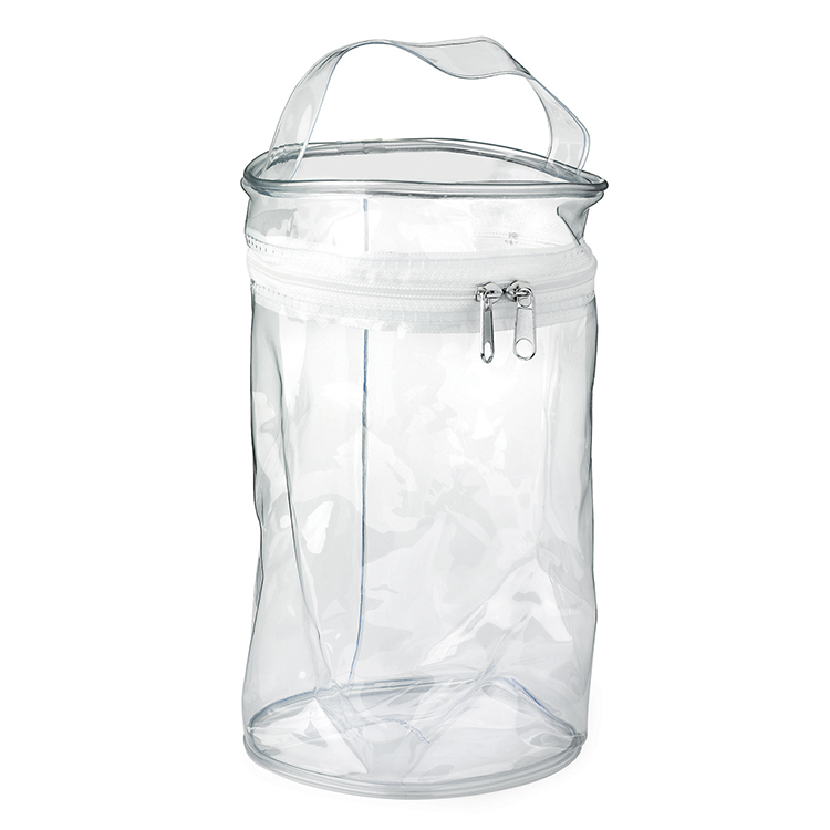 Clear Pvc Round White Zippered Bag