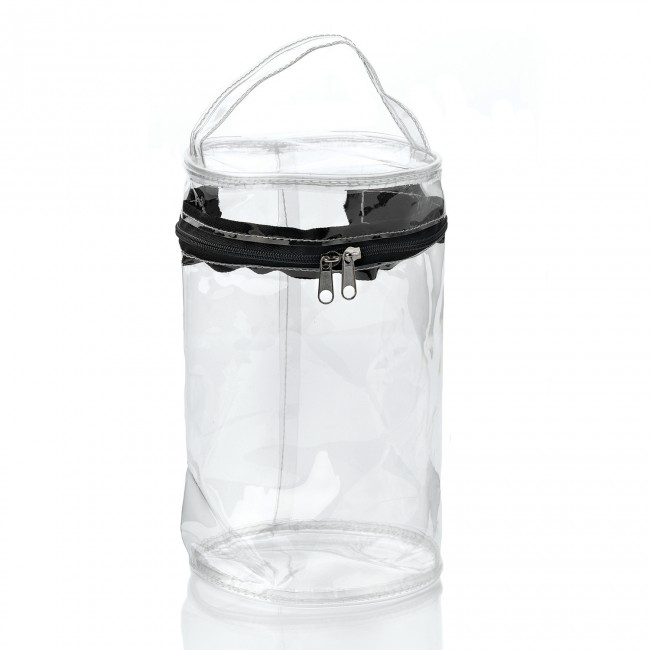 Clear Pvc Round Black Zippered Bag
