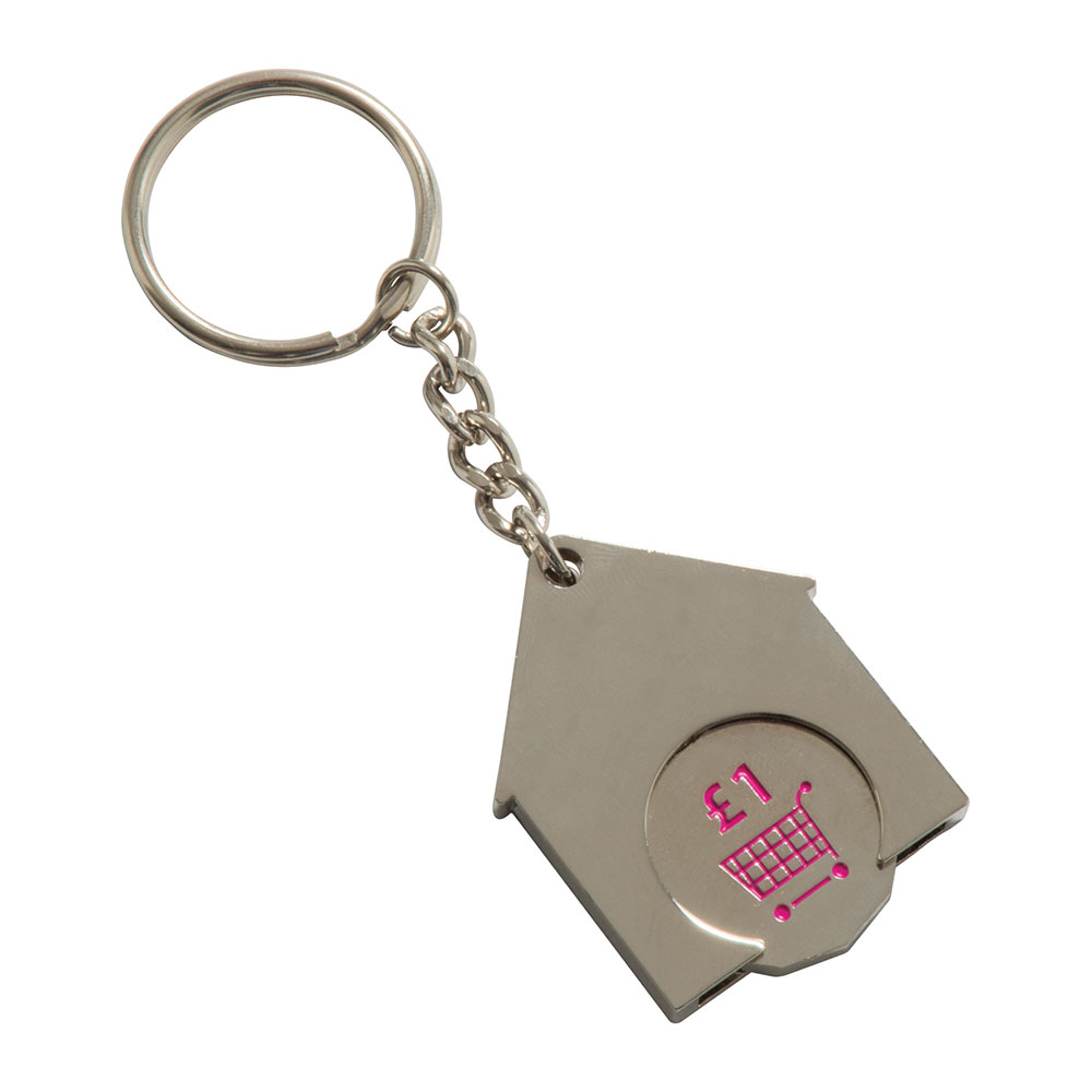 House Shaped Trolley Coin Keyring (Stamped Iron Soft Enamel Infill)