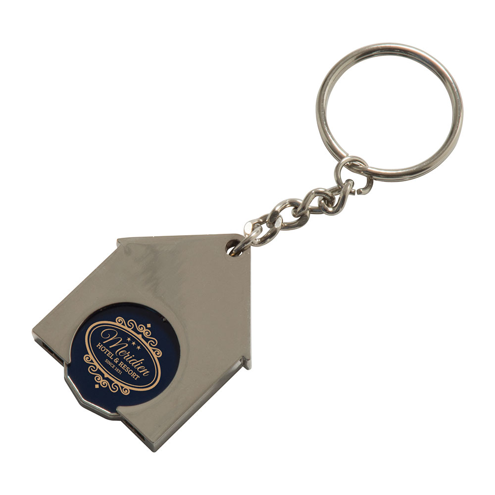 House Shaped Trolley Coin Keyring (Full Colour Print)