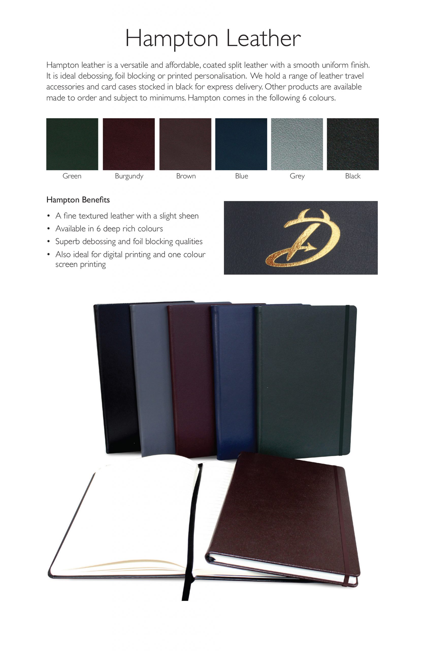 Hampton Leather Pocket Casebound Notebook With Elastic Strap & Envelope Pocket