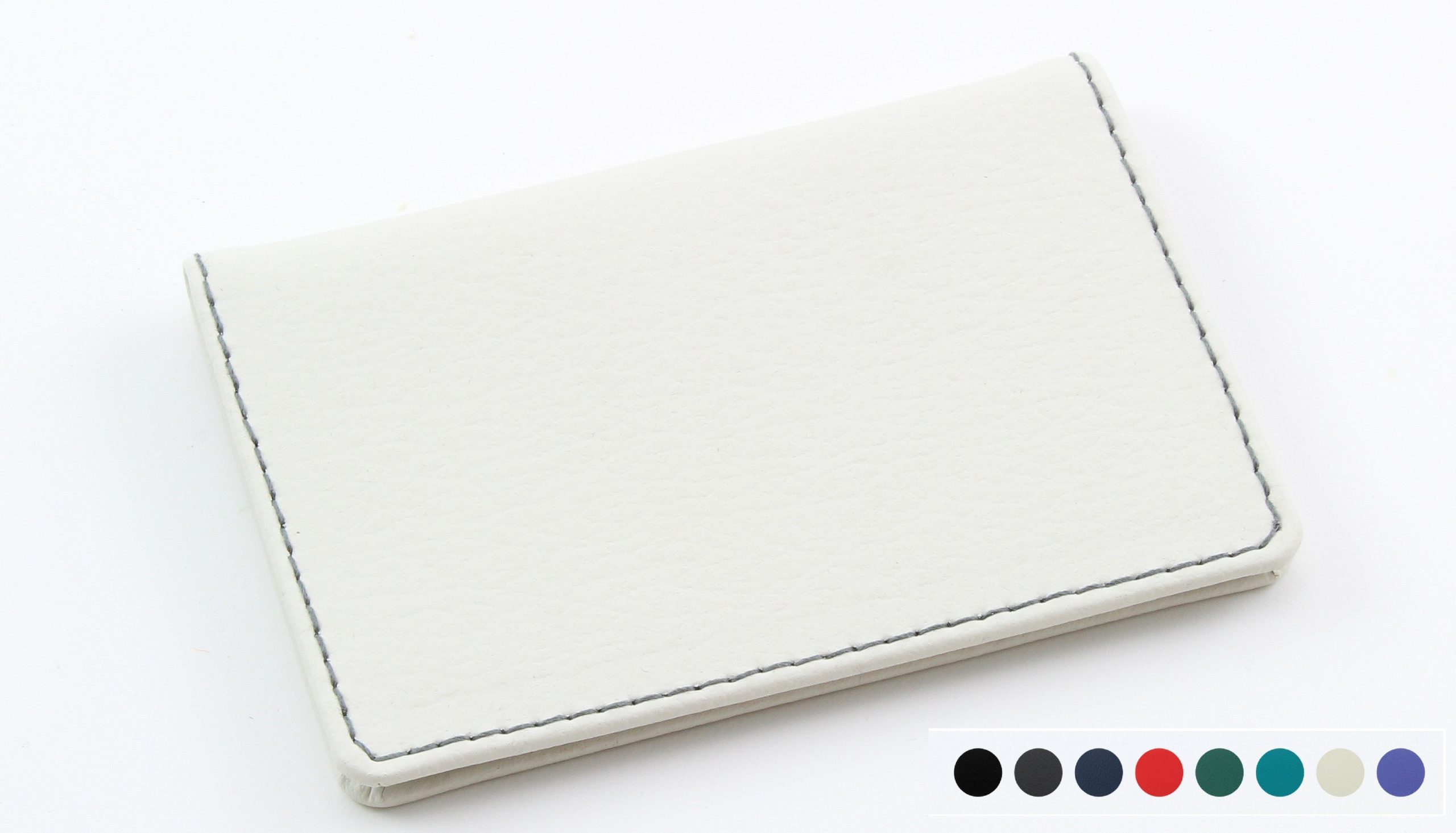Environmentally Friendly E Leather Card Case With One Clear Pocket & One Leather Pocket