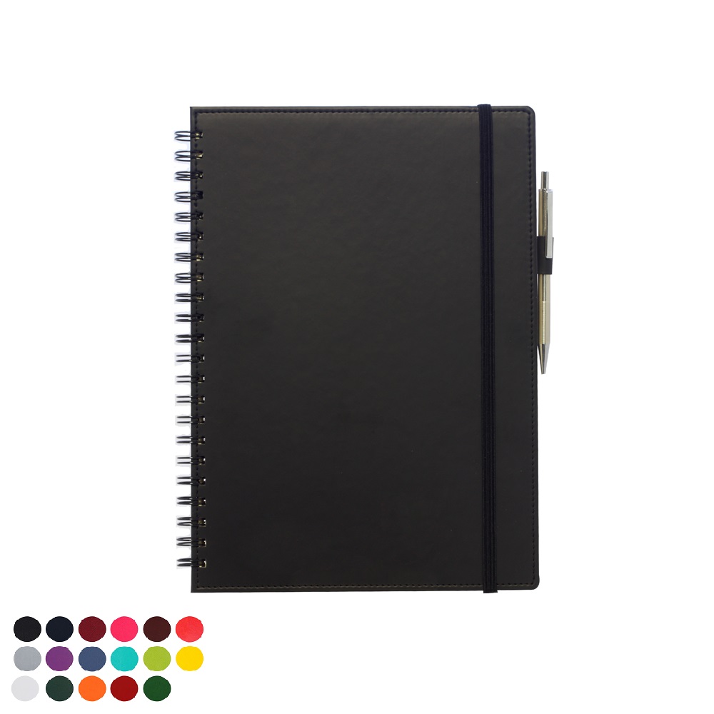 Deluxe A4 Wiro Notebook With Soft Touch Leather Look Cover