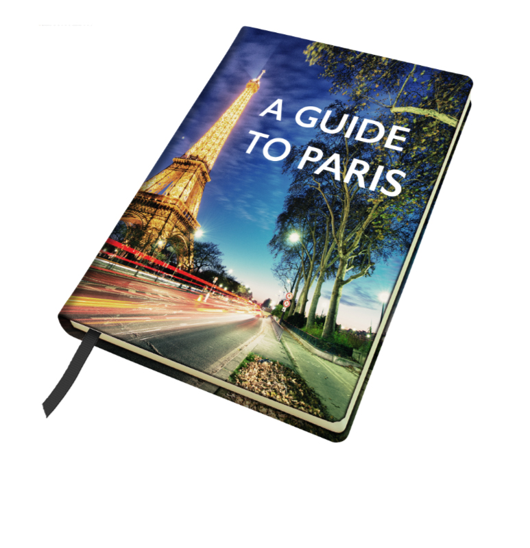 A5 Casebound Notebook With An All Over Image Or Design Of Your Choice To The Outer Cover, Finished In A Matt Laminate Finish Includes An Elastic Strap In A Choice Of Colours