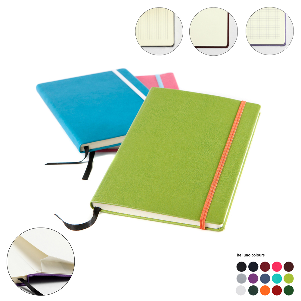 A5 Casebound Notebook With Edge Stitch Deboss, Elastic Strap, Envelope Pocket & Pen Loop