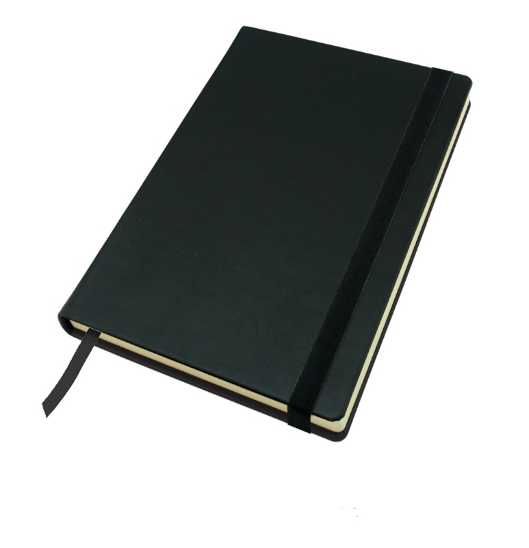 Buckingham Coloured Leather A5 Casebound Notebook, With Elastic Strap & Envelope Pocket