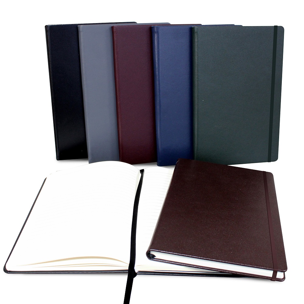 Hampton Leather A5 Casebound Notebook With Elastic Strap & Envelope Pocket