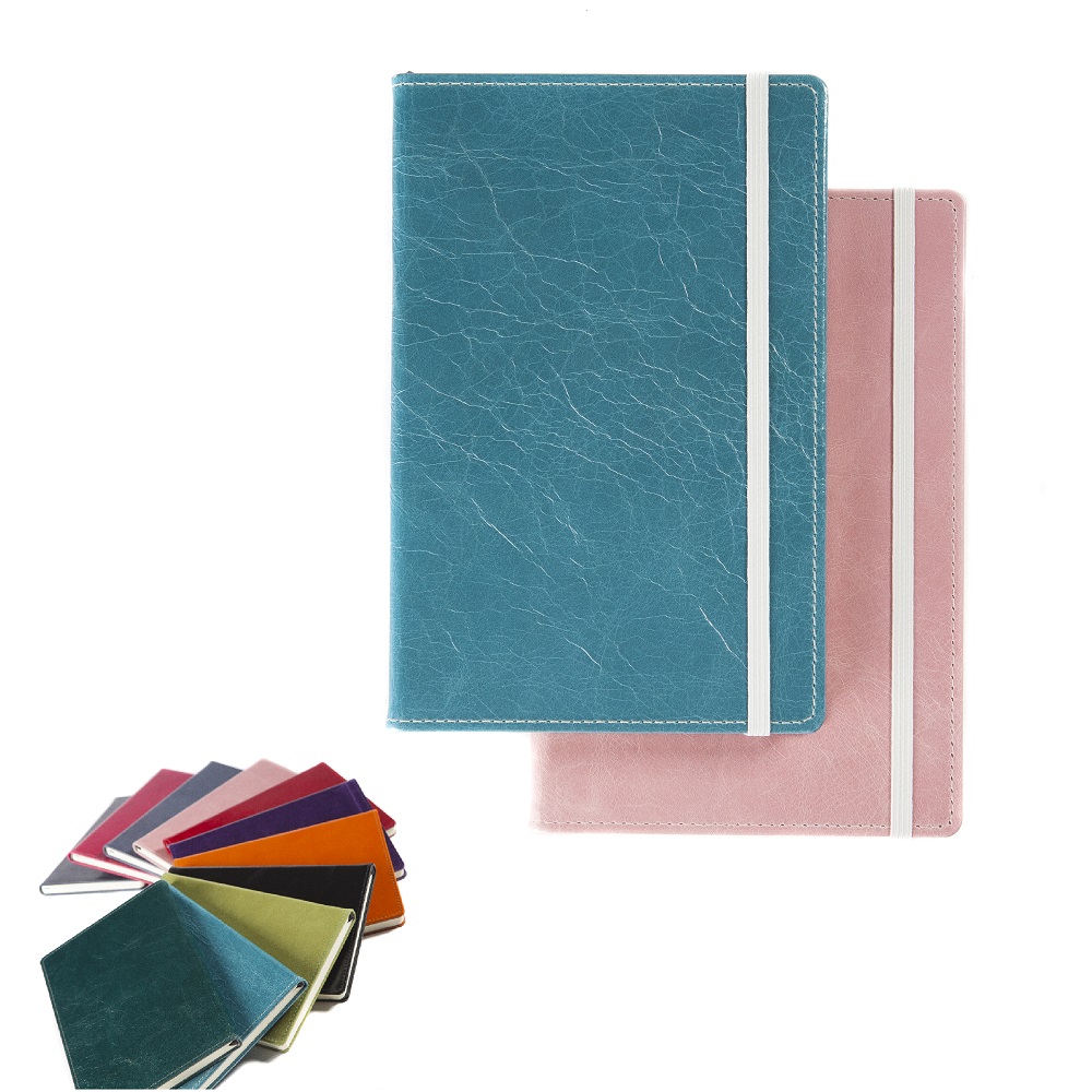 Kensington Distressed Nappa Leather A5 Casebound Notebook With Elastic Strap & Envelope Pocket