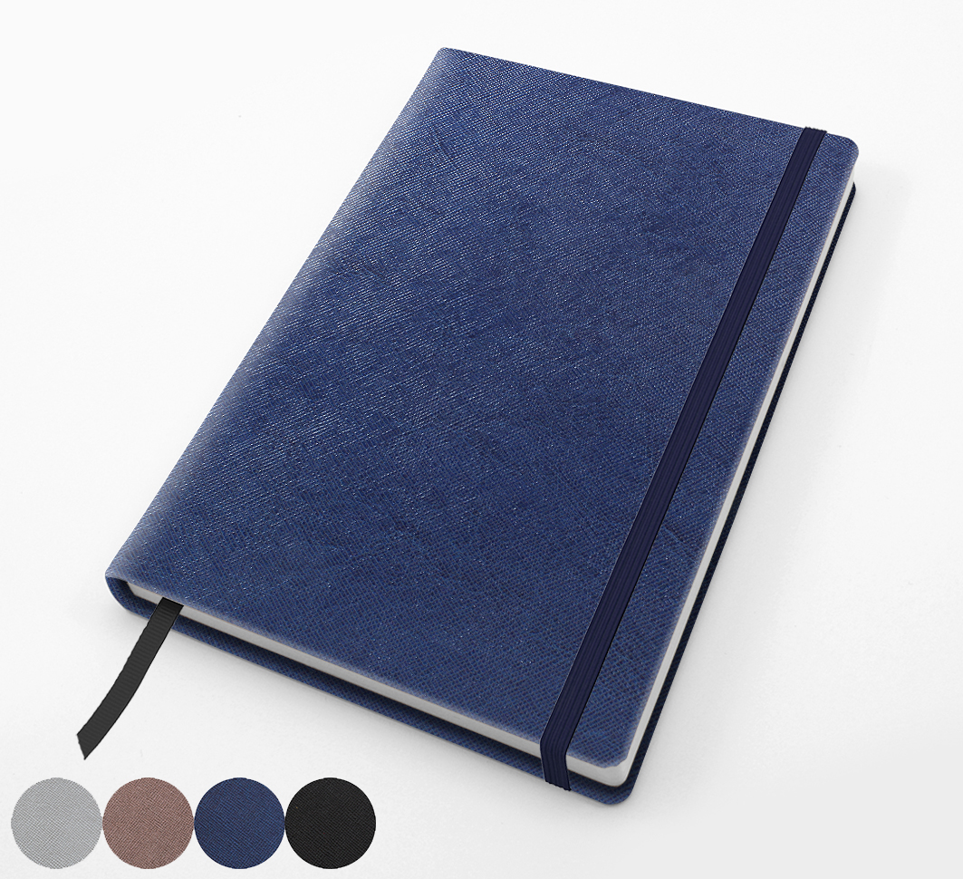 A5 Casebound Notebook With Elastic Strap In A Choice Of Saffiano Colours