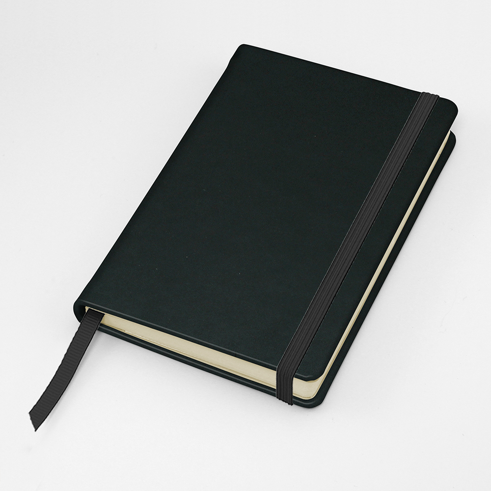 Sandringham Nappa Leather Pocket Casebound Notebook With Elastic Strap & Envelope Pocket