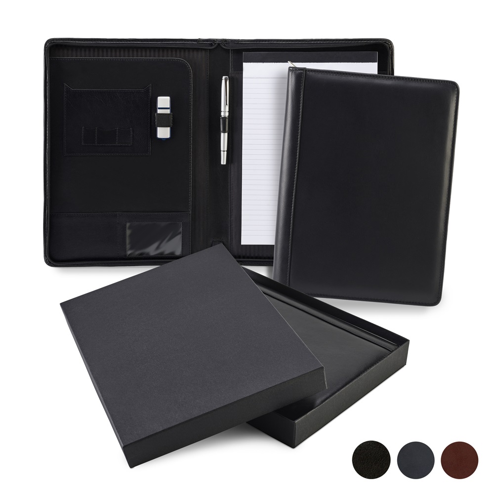 Accent Sandringham Nappa Leather Zipped A4 Conference Pad Holder