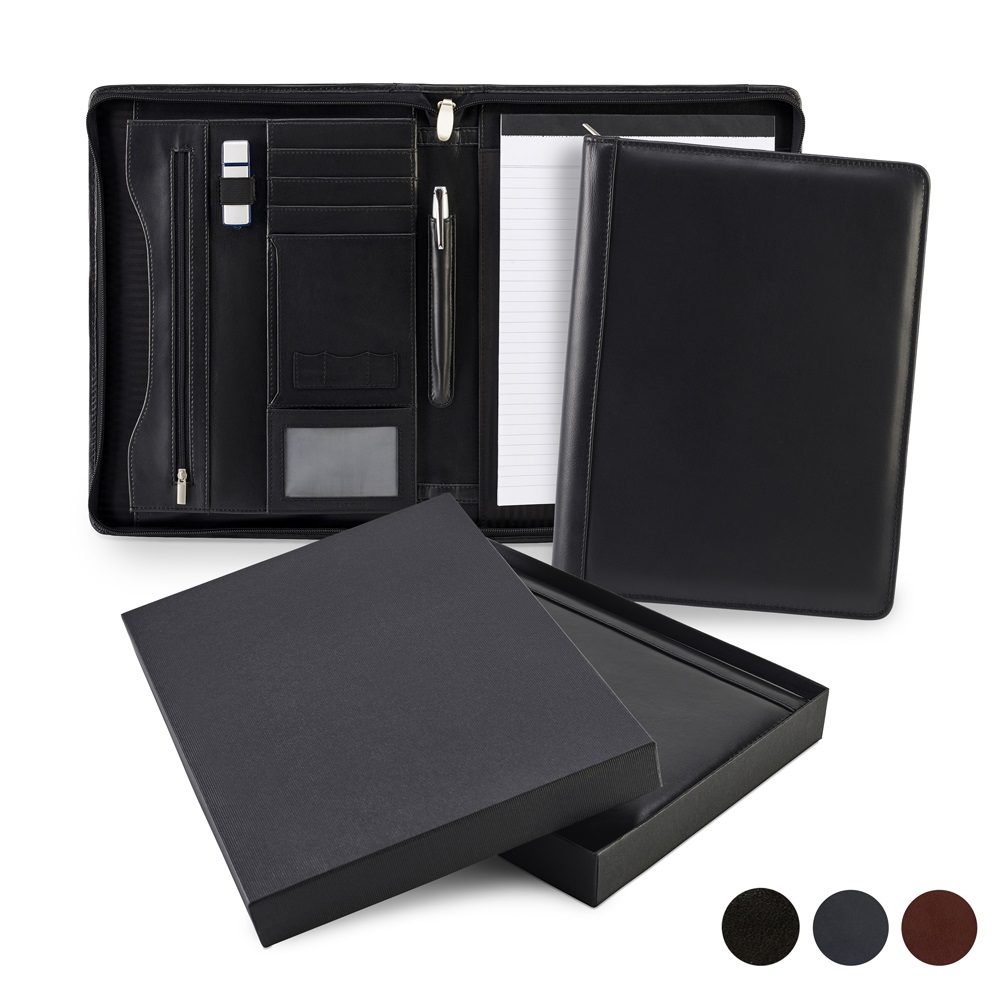 Accent Sandringham Nappa Leather Deluxe Zipped A4 Conference Pad Holder