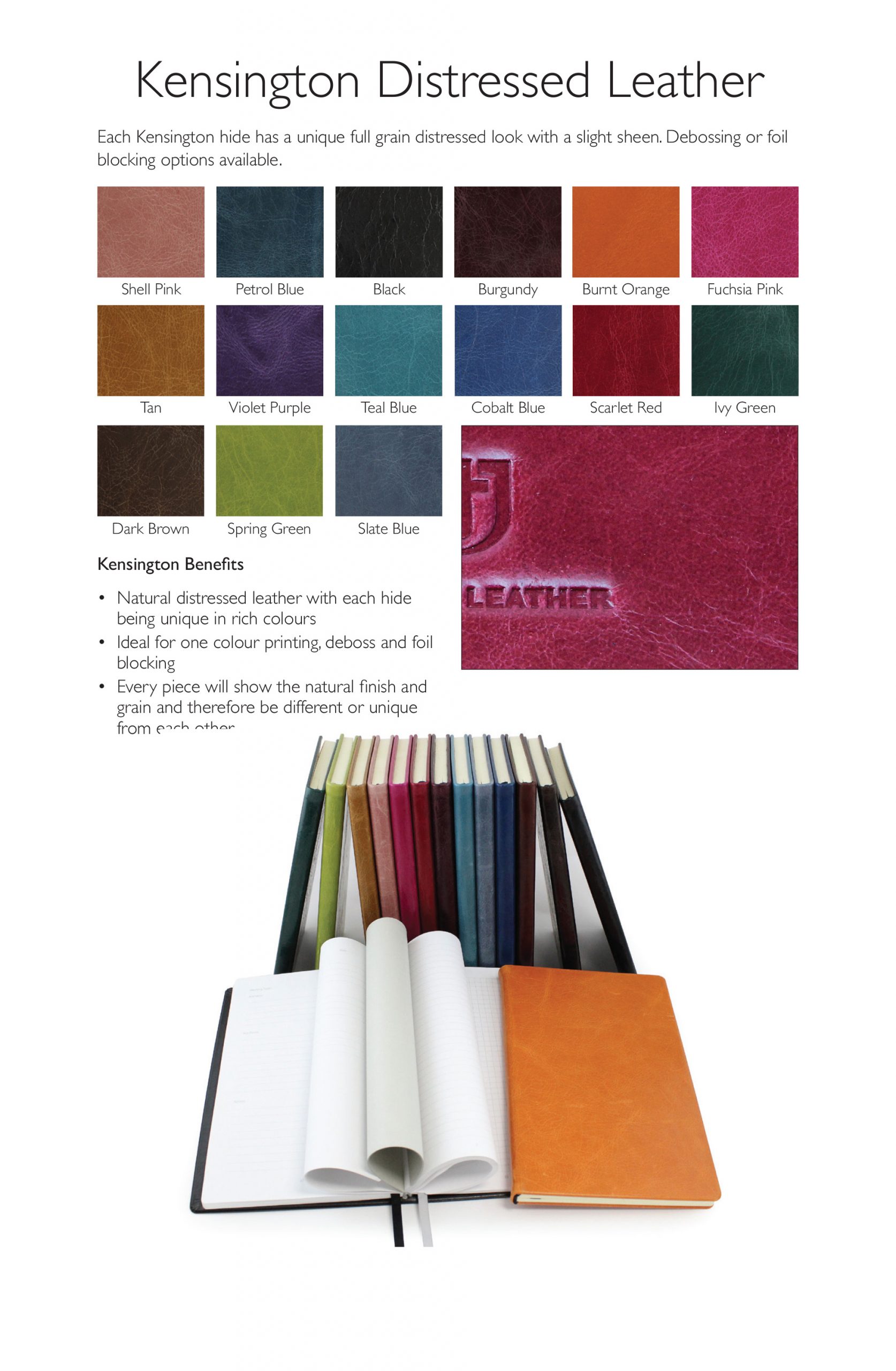 Kensington Distressed Nappa Leather Pocket Casebound Notebook With Elastic Strap & Envelope