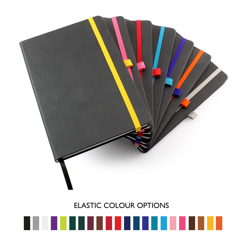 Anthracite Torino Nimbus A5 Casebound Notebook With Elastic Strap, Pen Loop & Envelope Pocket