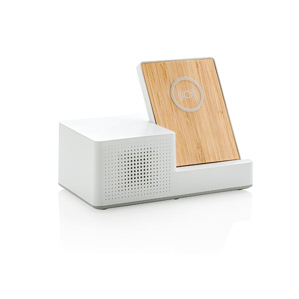 Ontario Bamboo 5W Wireless Charger With Speaker