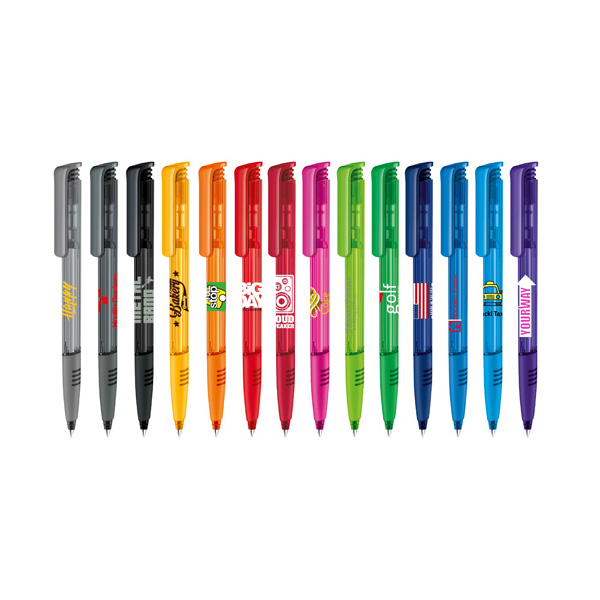 Senator Super Hit Clear Plastic Ball Pen With Soft Grip - part recycled