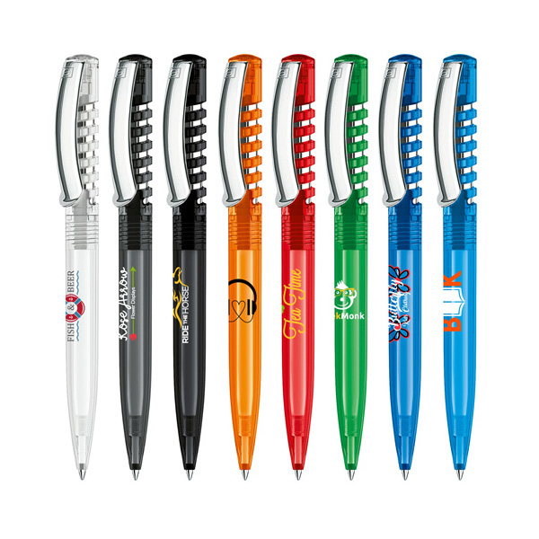 Senator New Spring Clear Plastic Ball Pen With Metal Clip - part recycled