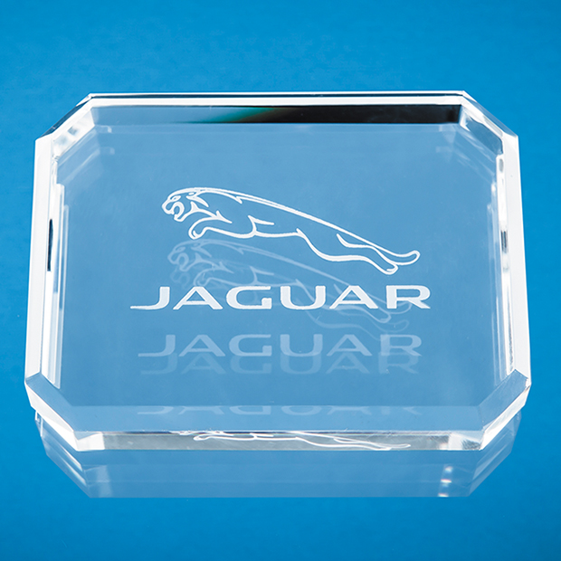 10cm X 7.5cm Optical Crystal Facet Rectangle Paperweight