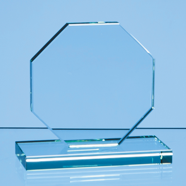 10cm X 10cm X 12mm Jade Glass Octagon Award