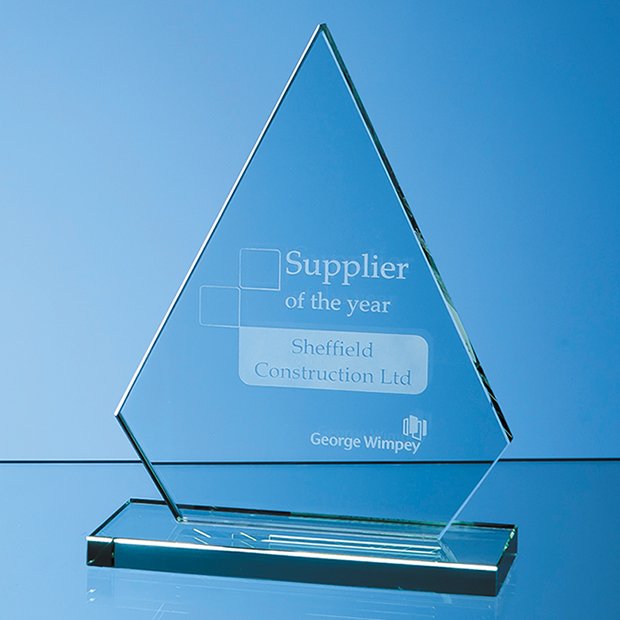 19cm X 15cm X 12mm Jade Glass Peak Award
