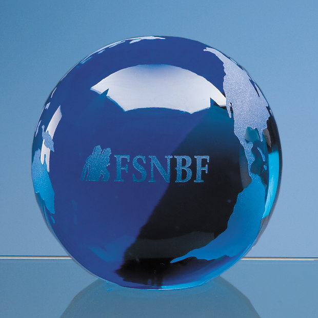 7cm Sapphire Blue Optical Crystal Globe Paperweight