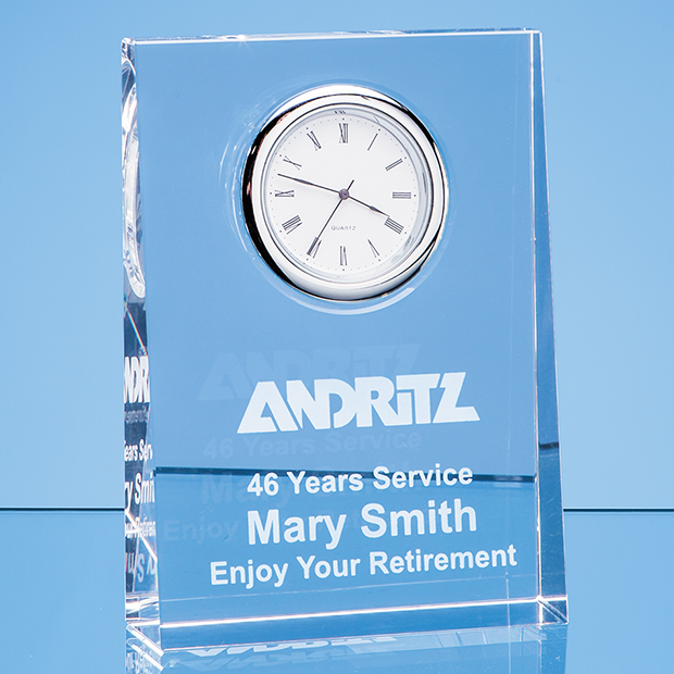 12cm Optical Crystal Tapered Rectangle Clock