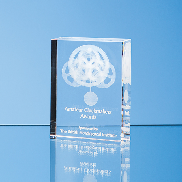 20cm X 11cm Optical Crystal Rectangle Award, H Or V