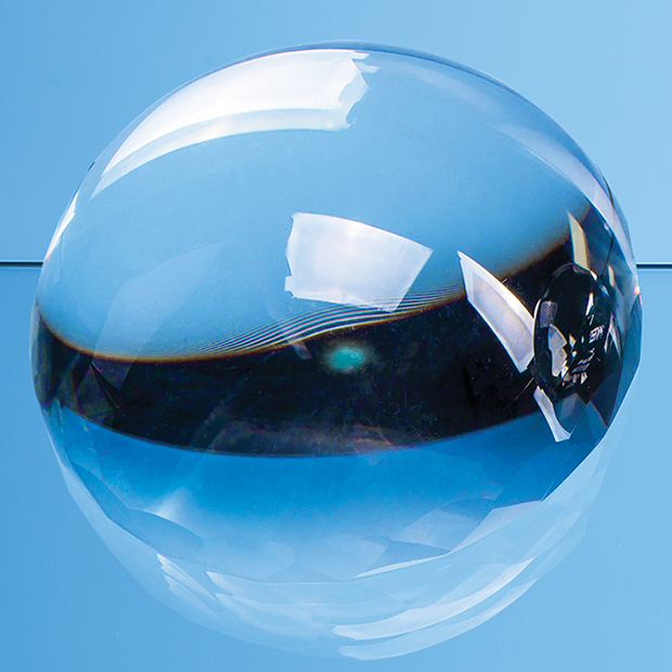 8cm Optical Crystal Facet Edged Dome Paperweight