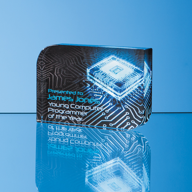 12cm X 17.5cm Optical Crystal Curved Rectangle Award