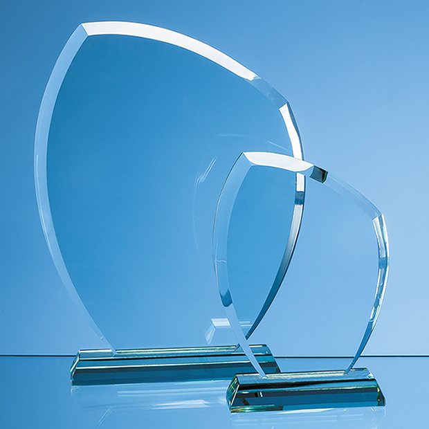 15cm X 11.5cm X 12mm Jade Glass Autumn Leaf Award