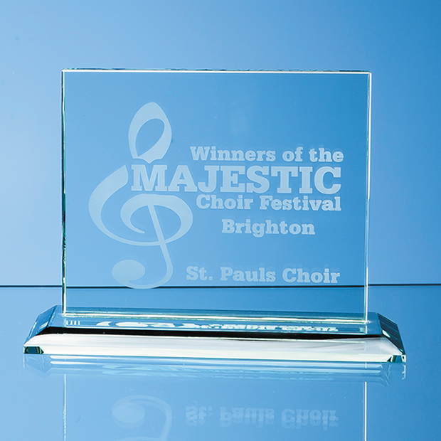 12.5cm X 15cm X 12mm Jade Glass Horizontal Rectangle Award