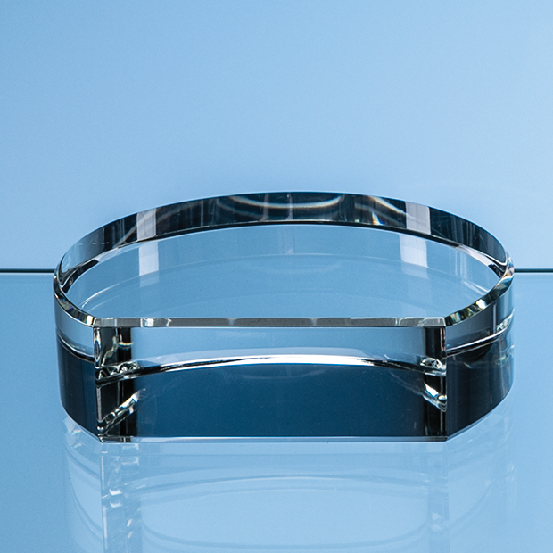 10cm X 3.5cm Optical Crystal Semi Circle Base With Flat Front**