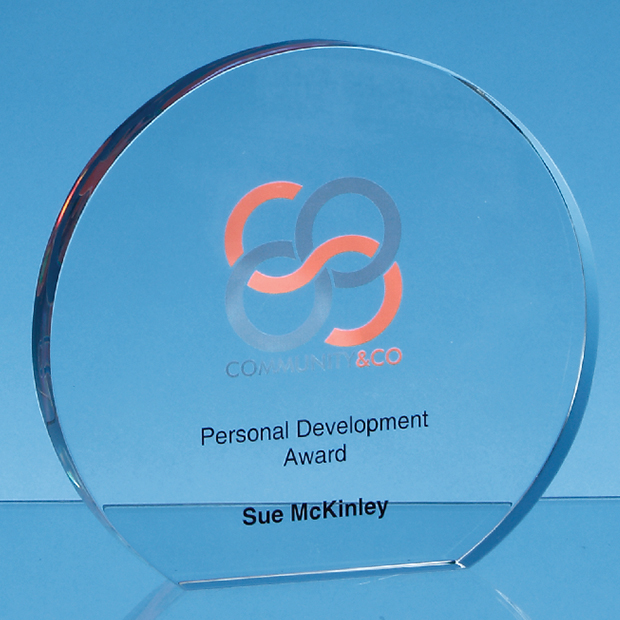 12.5cm X 19mm Clear Glass Freestanding Circle Award