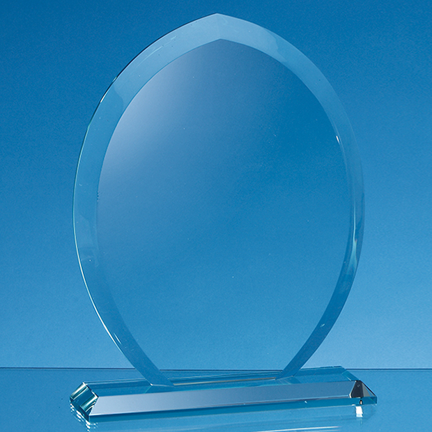 15cm X 12cm X 15mm Jade Glass Tear Drop Award