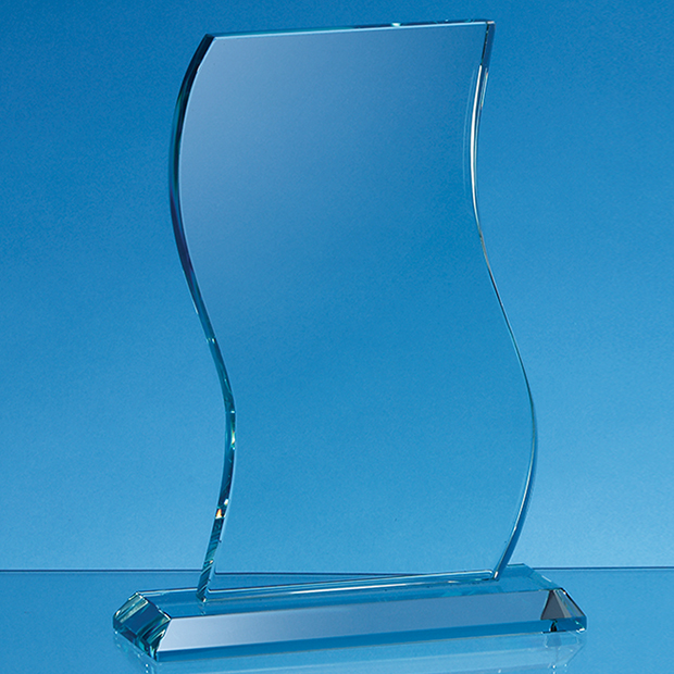 15cm X 10cm X 15mm Jade Glass Wave Award